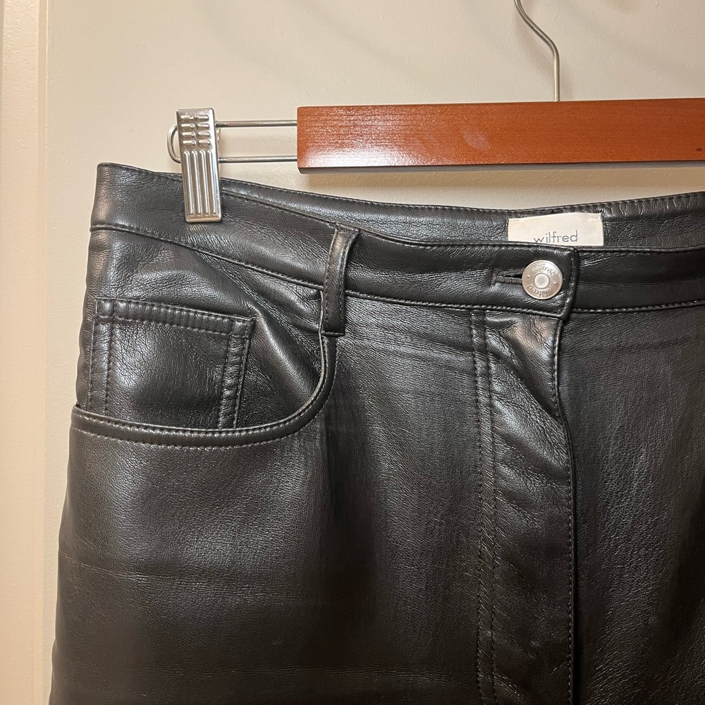 Aritzia super high rise straight leg faux leather pants